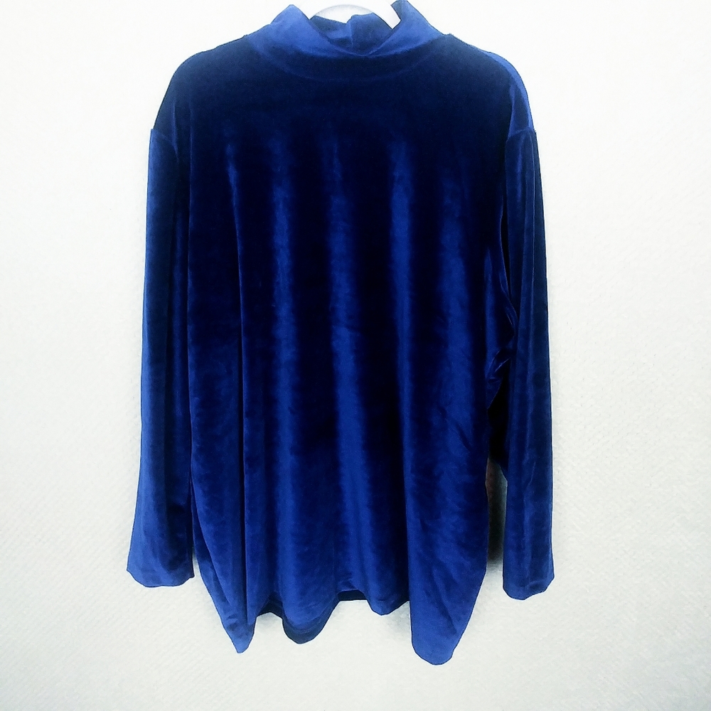 VTG Velvet Royal Blue Mock Neck Long Sleeve Shirt